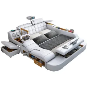 Modern Luxury Leather Storage Functional Smart Sofa Bedding