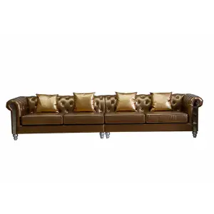 Antique Tufted Leather Sectional Couch Sofa Set 1 2 3 Seat Living Room Furniture Sofas Set