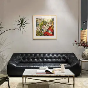 Italian Leather Contemporary Design Simple Living Room Sofa Set Rectangle Shape Modular Furniture Couch Sofas 1 2 3 Seat