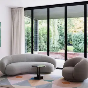 Modern Stylish Sectional Sofa Set High Density Sponge Curved Backrest Velvet Upholstery Couch for Living Room Apartment