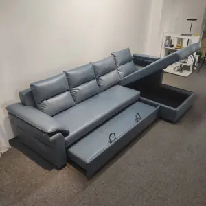 Factory Prices L Shape Sleeper Couch Folding Leather Sofa Bed Set With Storage