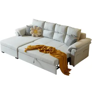 Modern Nordic L Shape Folding Pull Out Living Room Furniture Sleeper Sofa Bed