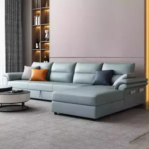 Italian Leather Hotel Living Room Modern Extendable Cum Sofa Bed L Shape Sleeper Sofabed