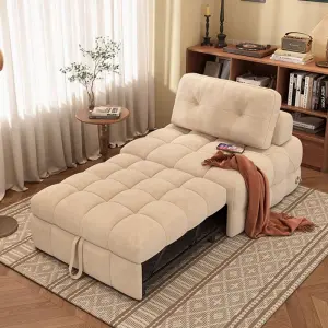 3-in-1 Modern Folding Lounge Sofa Cama Bed Chair Convertible Sleeper Single Extendable & Reclining for Living Room or Hotel