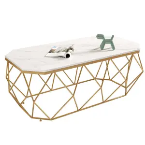 Italian Nordic Modern Luxury Living Room Furniture Stone Rectangle Led Tea Table Gold Glass Top Marble Coffee Tables