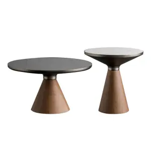 Nordic Modern Light Luxury Living Room Furniture Marble Round Rock Plate Tea Coffee Table Set