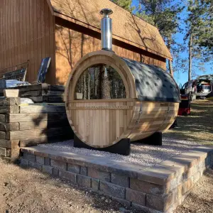 20 Years Factory Hot Selling Outdoor Courtyard Panoramic View Solid Wood Steam Barrel Sauna