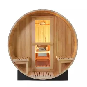 2023 Hot Sale Sauna Outdoor Barrel Solid Wood Hemlock Red Cedar Wooden Sauna Wet Steam Traditional Sauna Room