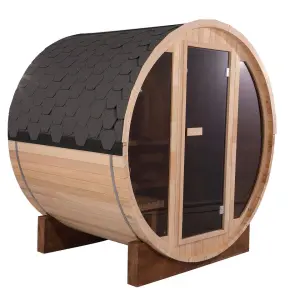 New Design Fashionable 6 - 8 Person Size Traditional Steam Outdoor Barrel Sauna Room With Darker Glass