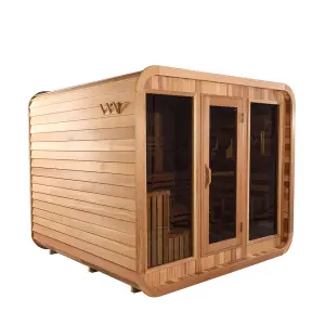 8 Person Size Cube Traditional Wet Steam Sauna Room Wood Pine/Red Cedar for Sale