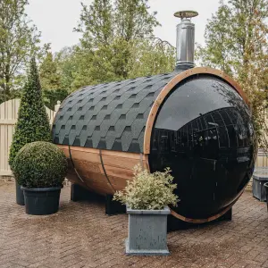 Red Cedar Barrel Sauna With Panoramic View Window