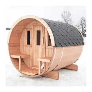 Smartmak Factory Wholesale Wooden Canadian Cedar Barrel 6 Person Wooden Garden Steam Sauna Outdoor Barrel Sauna