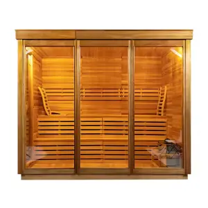 Smartmak New Outdoor Sauna Room Cube Sauna With Stove Cedar Sauna for 4-6 Persons