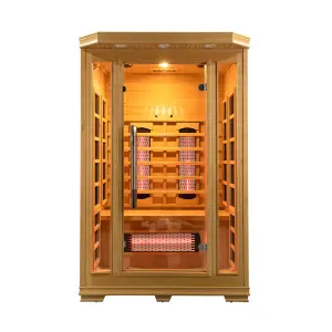 Low Cost 2 Person Small Home Sauna Room Solid Wood Indoor Infrared Sauna