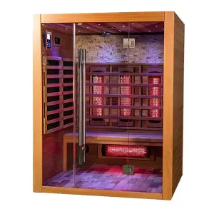 Factory Supply Wooden Sauna Far Infrared Sauna Rooms Hemlock/red Cedar for 3 People Therapy