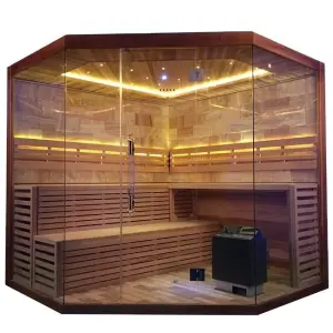 Beauty Indoor Steam Sauna Room Corner Sauna Spa Canadian Hemlock Wooden Sauna House