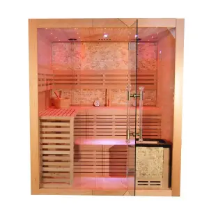 Smartmak Indoor Wooden Steam Sauna Room Household Traditional Steam Sauna Room