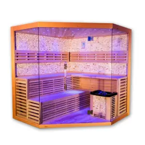 Smartmak Home Big Size Luxury Hemlock Wood Indoor Steam Sauna
