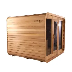 New Arrival Traditional Red Cedar Large Size Barrel Sauna 6-8 People Wooden Cube Sauna