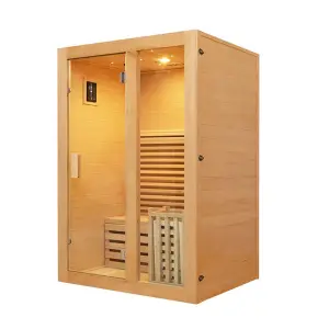 Small Wooden Sauna Room Home 2 Person Indoor Steam Sauna with Electric Stove