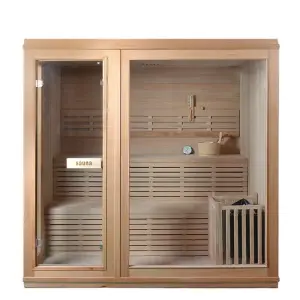 Multi-Persons Solid Wood Indoor Traditional Finish Steam Sauna Room for Gym