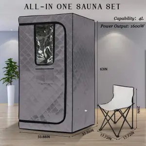 Full Size Electric Portable Steam Sauna Tent with Computer Control Panel Foldable Personal Sauna for Home Apartment Spa