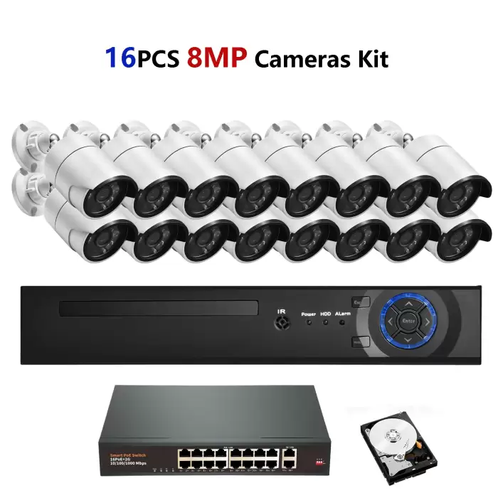 16pcs 8MP Cameras