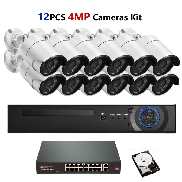 12pcs 4MP Cameras