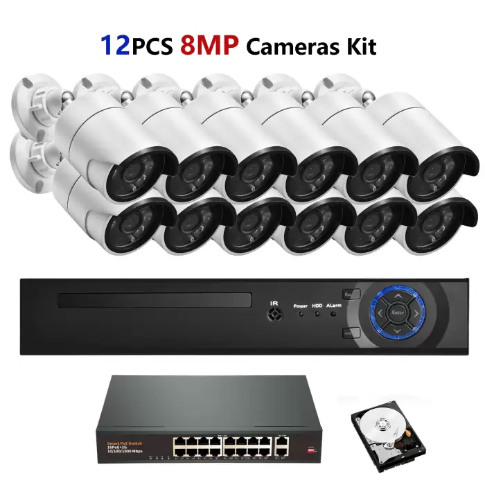 12pcs 8MP Cameras