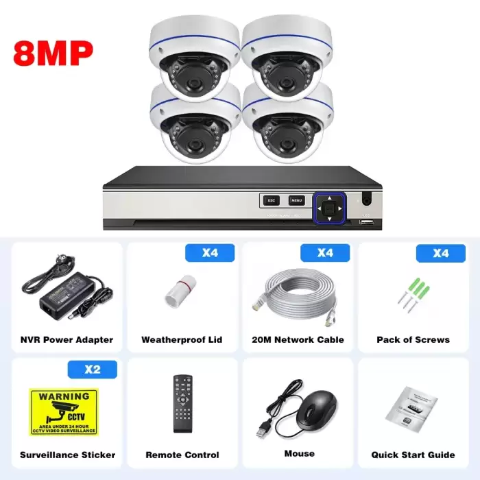 4PCS 8MP Cameras