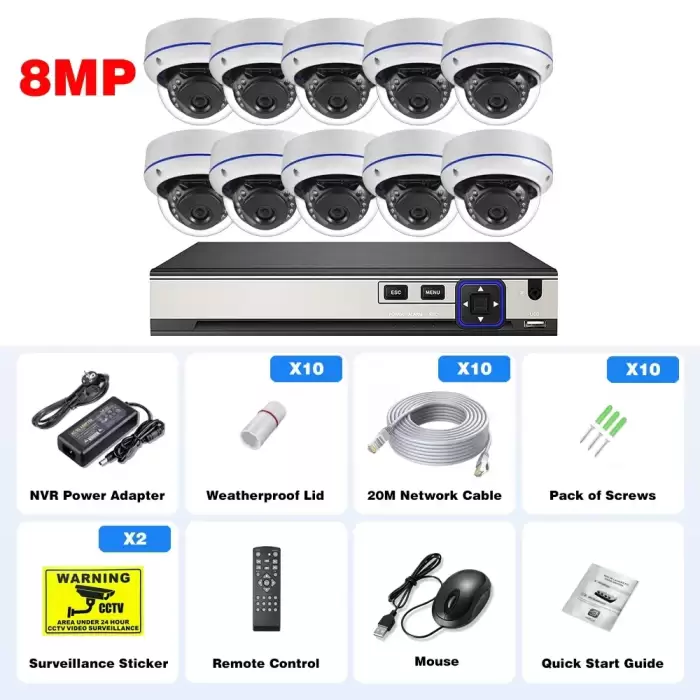 10PCS 8MP Cameras