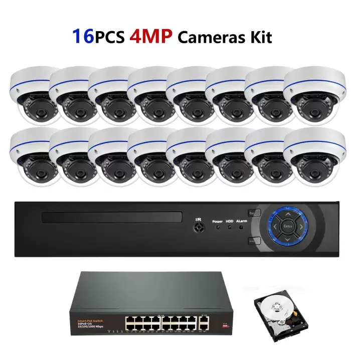 16pcs 4MP Cameras